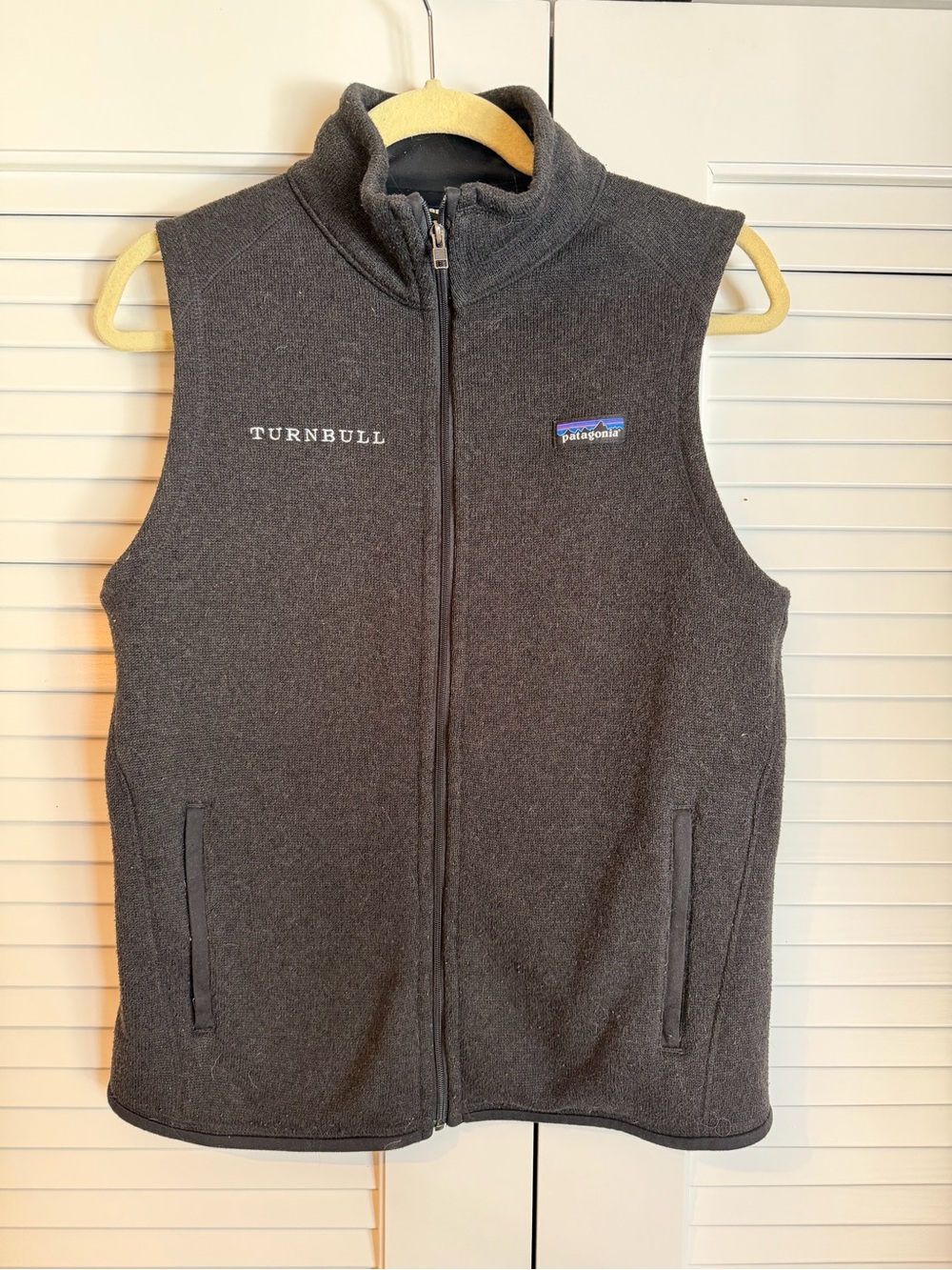 Patagonia Charcoal/Black Full-Zip Fleece Vest with Embroidery
